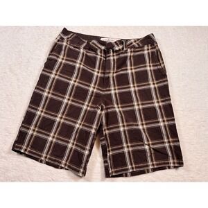 Wonderwall Surf Utility Plaid Cargo Shorts‎ Men's Size 34 Brown White